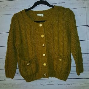 🥑    I Love H81 mustard yellow cardigan sz M